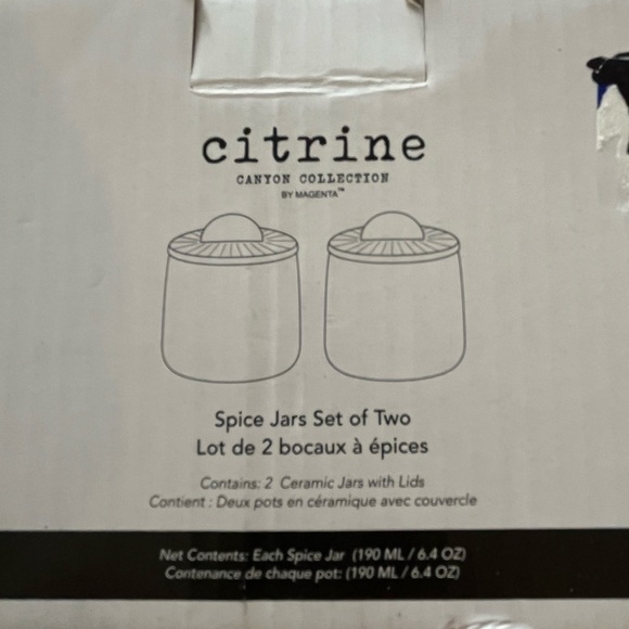 Citrine Canyon Collection Pottery Spice Jar Set of 2 w/ lids by Magenta - Picture 6 of 7